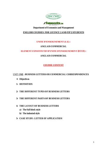 UFHB de Cocody ENGLISH COURSE FOR L2 AND FIP 2 STUDENTS by TEHUA
