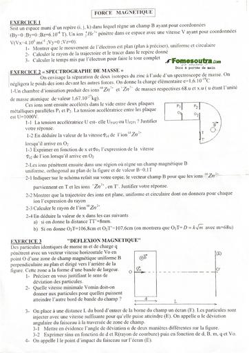 TD FORCE MAGNÉTIQUE LYCEE SCIENTIFIQUE DE YAMOUSSOUKRO