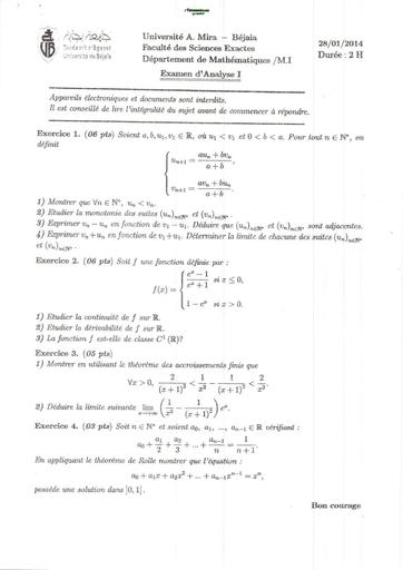 Examen3 Analyse 1 MI L1 Bejaia BY TEHUA