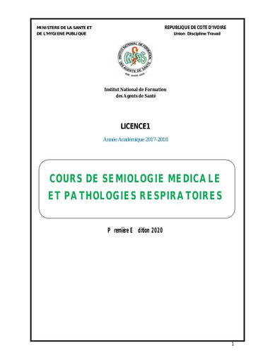 COURS DE SEMIOLOGIE MEDICALE ET PATHOLOGIES RESPIRATOIRES by TEHUA