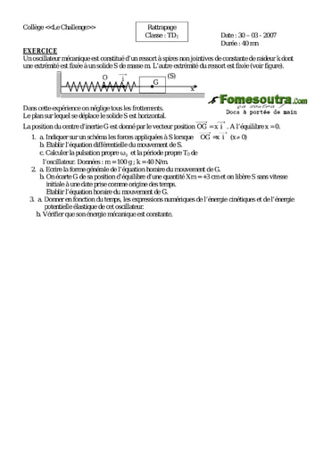 Interrogation 16 de Physique niveau Terminale D