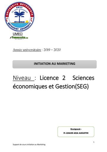 Sup L2 COURS DE MARKETING UMECI 2020 by TEHUA