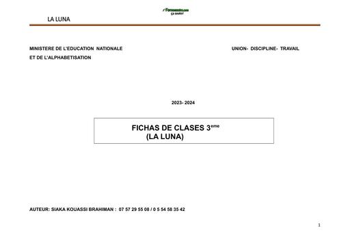 FICHE DE COURS LA LUNA  NIVEAU 3ième BY TEHUA