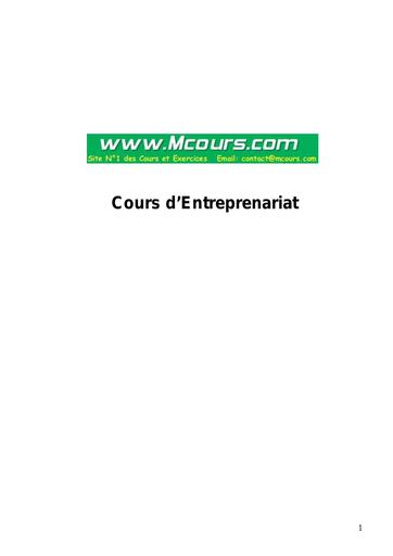 cours dentreprenariat mcours