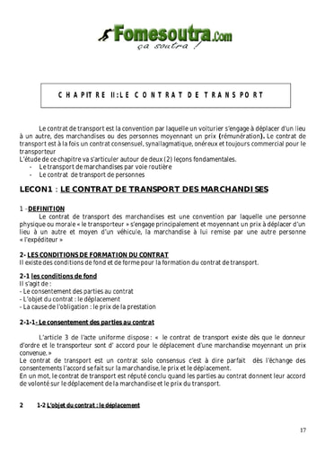 Le contrat de transport de marchandises - Tle G1 et G2