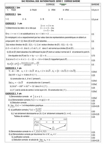 BAC BLANC 2026 DRENA GAGNOA SUJET MATHS SERIE C (BAREME) by TEHUA