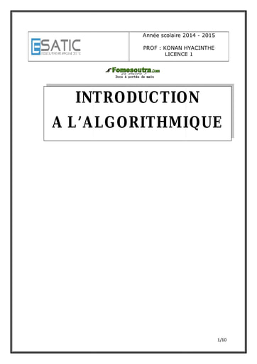 Algorithmique et programmation: Instructions repétitives - Licence 1 ESATIC