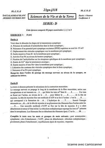 SVT Tle D BAC blanc Sujet+corrigé by TEHUA
