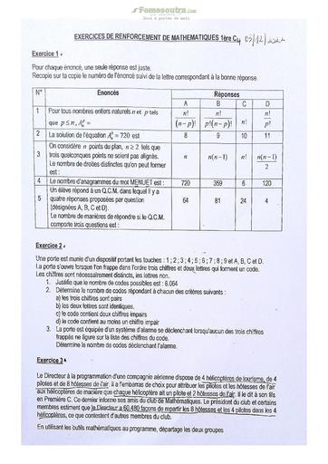 Sujets de mathématiques Première C Lycée Classique Abidjan 2022-2023