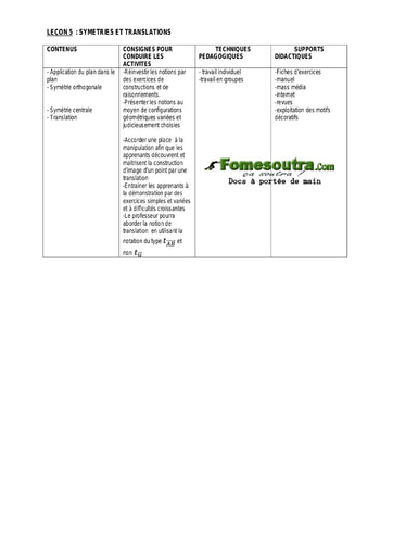 Symétries et translations (2) - Guide pédagogique Maths 4ème