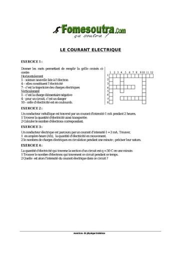 TP de physique sur le courant électrique niveau 3eme