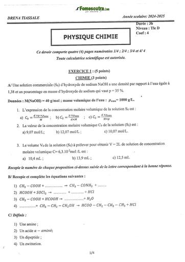 BAC BLANC REGIONAL MARS 2025 DREN TIASSALE  PC SERIE D SUJET+CORRIGE BY TEHUA