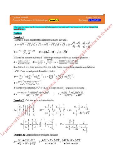 Cours de renforcement calcul dans IR 2nde C by Tehua