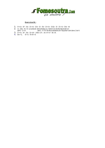 Corrigé TP 4 Calcul littéral et équation maths BEPC