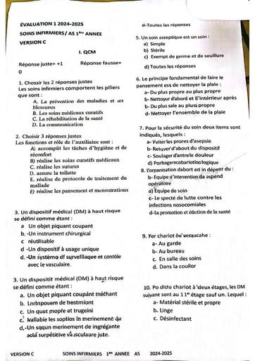 Compo INFAS AS Aboisso 2025 SOINS infirmiers (sur Table) BY TEHUA