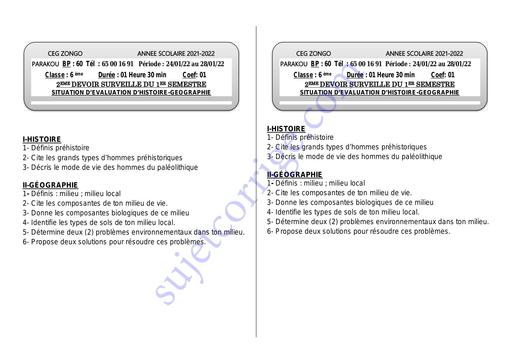 SUJET 2ÈME DEVOIR DU 1ER S HISTOIRE GÉOGRAPHIE 6ÈME 2021-2022 CEG ZONGO by Tehua.pdf