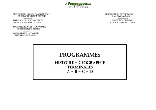 Programmes Histoire - Geographie Terminale A-B-C-D