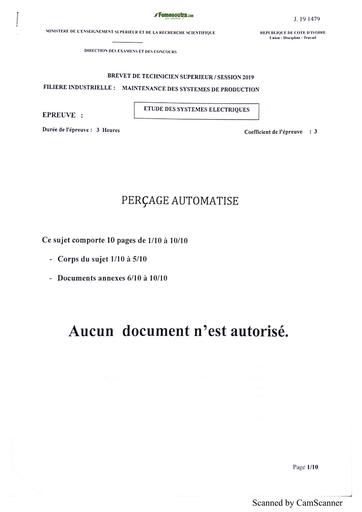 SUJET BTS 2019 ESE MSP PERCAGE AUTOMATISE BY TEHUA