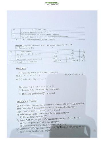 Sujet de Mathématiques Terminale D Lycée Classique 21-22