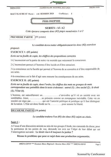 BAC Blanc 2024 Philosophie DRENA Divo by TEHUA