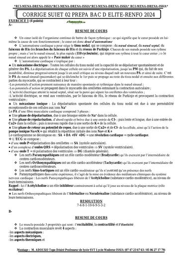 Corrigé sujet 02 prepa BAC D ELITE RENFO 2024 SVT by Tehua