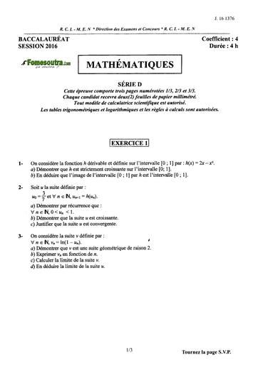Bac d maths 2016 by TEHUA