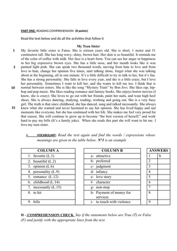 Sujet D'anglais 4ieme (Test 2nde Unit 1) by Tehua