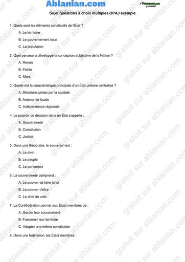 SUJETS CONCOURS OPAJ BY TEHUA