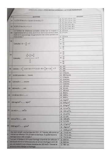 Cycle moyen superieur aptitude numerique