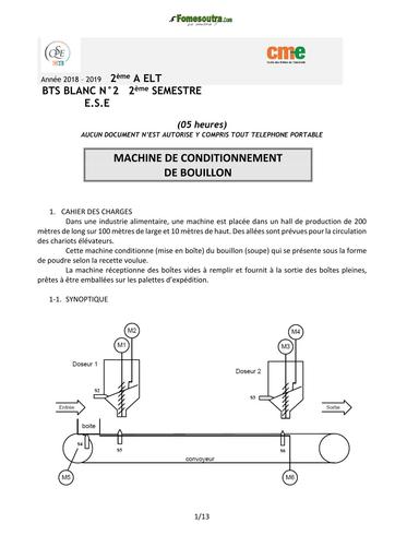 SUJET BTS ESE ELT MACHINE DE CONDITIONNEMENT BY TEHUA