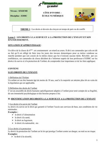 COURS ECOLE NUMERIQUE EDHC 6ième à la 3ième by TEHUA