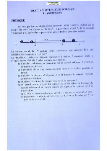 Sujet Physiques-Chimie Lycée Classique Abidjan 2022-2023