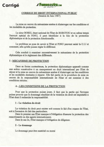 Corrigé de l'épreuve de Droit International Public 1987