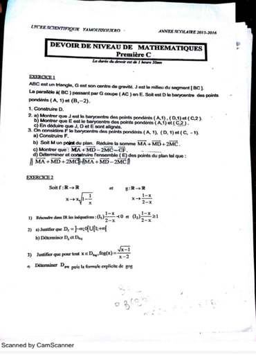 Environ 7 devoirs de maths,  1èreC , lycée scientifique yamoussoukro