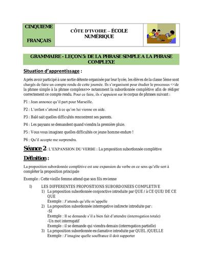 22 la propositon subordonnée complétive