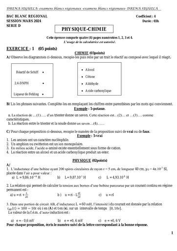 Sujet BAC BLANC PC 2023 2024 Séguéla by Tehua