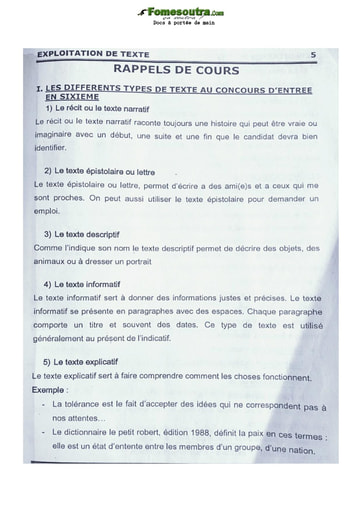 Rappels de cours d'exploitations de texte niveau CM2