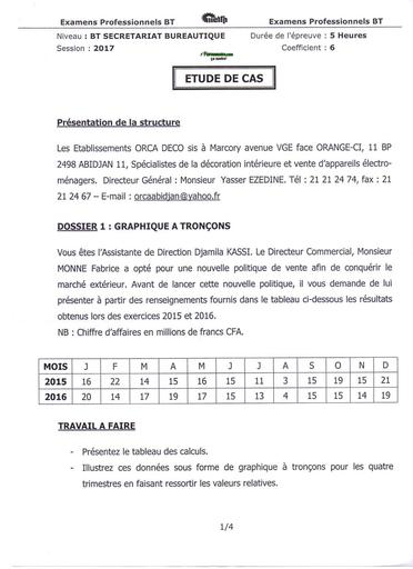 SUJET D'ANGLAIS 2017 BT SECRETARIAT BUREAUTIQUE ETUDE DE CAS BY TEHUA