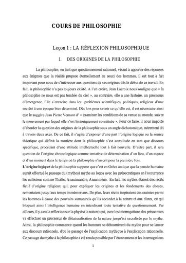 COURS DE PHILOSOPHIE Tle D