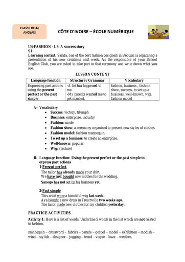 UNIT 4 LESSON 3 4e ANGLAIS