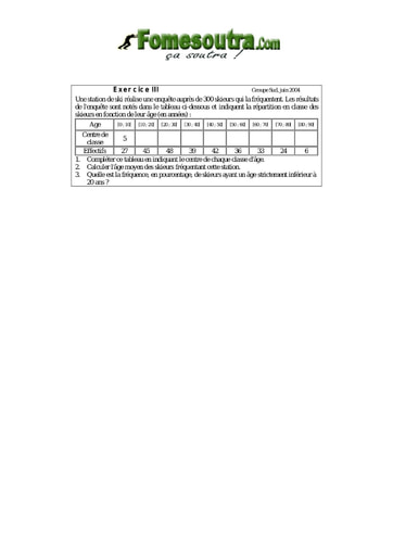 Sujet TP 3 Statistique maths niveau 3eme