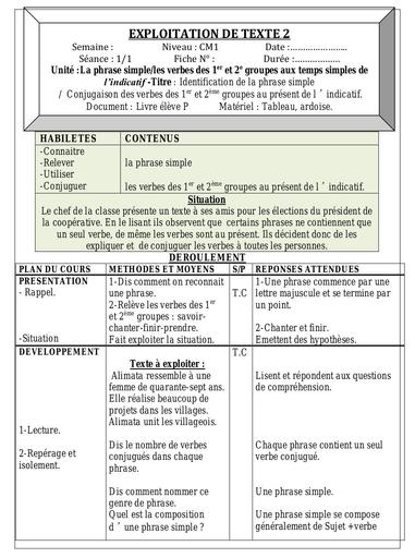 EXPLOITATION DE TEXTE 2 CM1