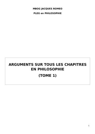 Arguments de toutes les leçons en Philo tome 1 by Tehua