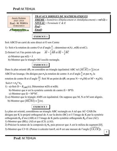 TD ISOMETRIE Tle C & E by TEHUA