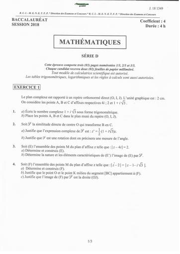 RCI BAC 2018 Maths Serie D BY TEHUA