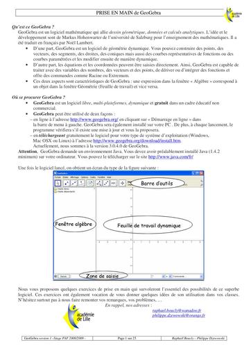 MAITRISER GEOGEBRA LOGICIEL MATHS (GEOMETRIE-GRAPHIQUE ETC) By DJAHA
