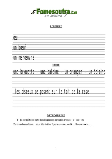 Evaluation Ecriture - Orthographe - EDHC - Vocabulaire CP2