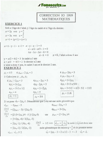 Corrigé de Maths CAFOP 1999