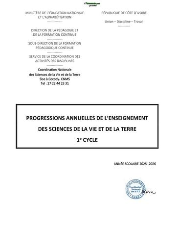 SVT PROGRESSIONS ANNUELLES 2025 2026 BY TEHUA
