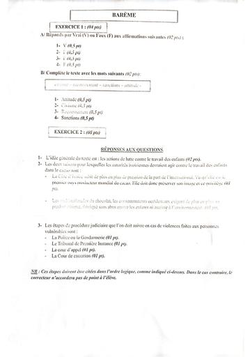 EXAMEN BLANC INTERNE ABOISSO NOE BEPC EDHC 3ième BAREME BY TEHUA